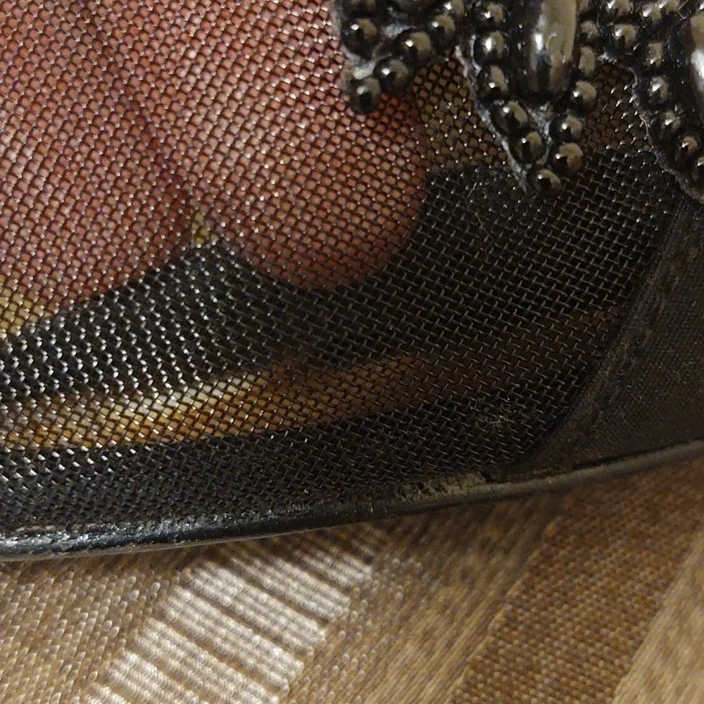 Nina Black Mesh and Beaded Pumps